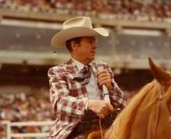 Don Harrington, professional rodeo announcer at the Calgary Stampede